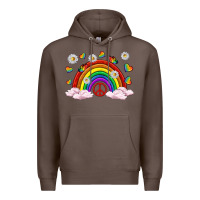 Coffee pride rainbow with daisy and butterfly Premium Hoodie - texasbilliewilder