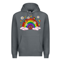 Rock pride rainbow with daisy and butterfly Premium Hoodie - texasbilliewilder