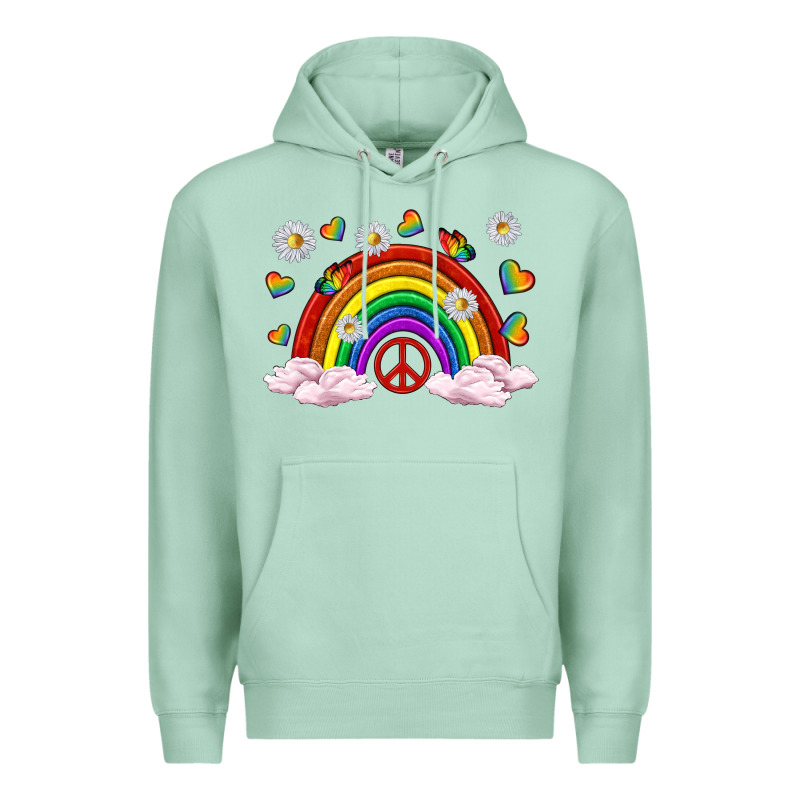Pride Rainbow With Daisy And Butterfly Premium Hoodie by texasbilliewilder | Teevron