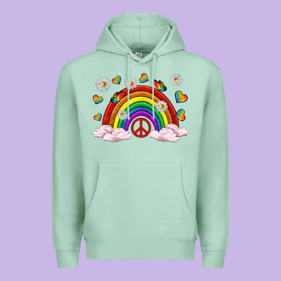 Pride Rainbow With Daisy And Butterfly Premium Hoodie Designed By Texasbilliewilder