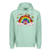 Seafoam pride rainbow with daisy and butterfly Premium Hoodie - texasbilliewilder