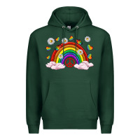 Sports Green pride rainbow with daisy and butterfly Premium Hoodie - texasbilliewilder