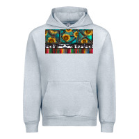 Heather Grey Rusty Sunflowers with Cowhide and Turquoise Urban Hoodie - RanaPortraitStore