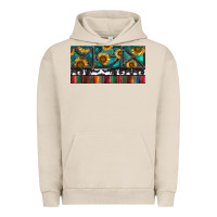 Pigment French Oak Rusty Sunflowers with Cowhide and Turquoise Urban Hoodie - RanaPortraitStore
