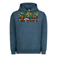 Pigment Midnight Navy Rusty Sunflowers with Cowhide and Turquoise Urban Hoodie - RanaPortraitStore