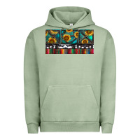 Pigment Oil Green Rusty Sunflowers with Cowhide and Turquoise Urban Hoodie - RanaPortraitStore