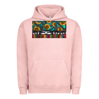Pigment Salmon Rusty Sunflowers with Cowhide and Turquoise Urban Hoodie - RanaPortraitStore