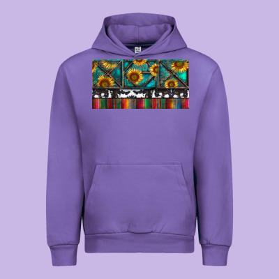 Urban Hoodie Rusty Sunflowers with Cowhide and Turquoise