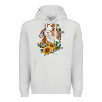 Dove Grey Bunny With Sunflowers Premium Hoodie - RanaPortraitStore