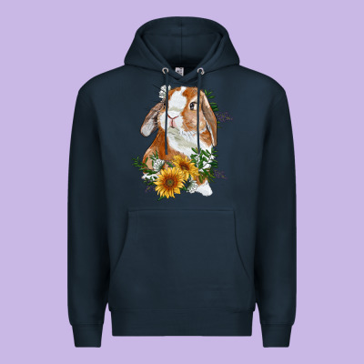 Bunny With Sunflowers Premium Hoodie Designed By Ranaportraitstore