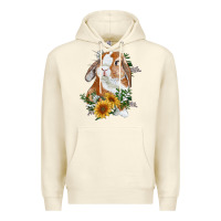 Sandshell Bunny With Sunflowers Premium Hoodie - RanaPortraitStore