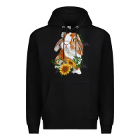 Black Bunny With Sunflowers Premium Hoodie - RanaPortraitStore