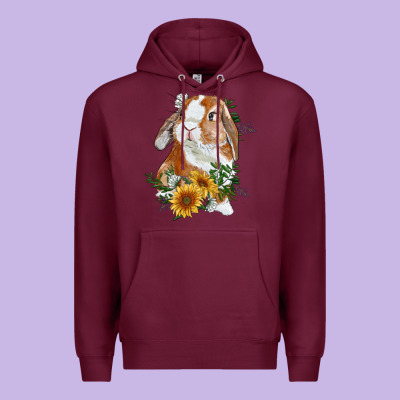 Bunny With Sunflowers Premium Hoodie Designed By Ranaportraitstore