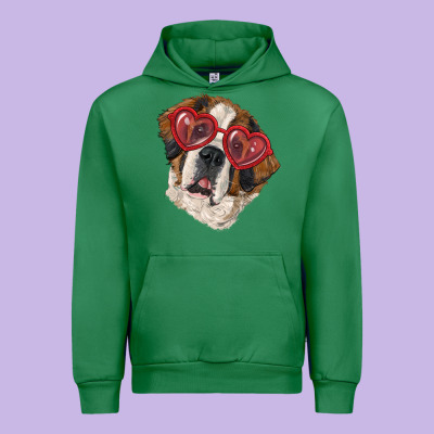 Urban Hoodie Saint bernard with love glasses