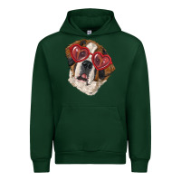Forest Green Saint bernard with love glasses Urban Hoodie - RanaPortraitStore