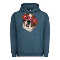 Pigment Midnight Navy Saint bernard with love glasses Urban Hoodie - RanaPortraitStore