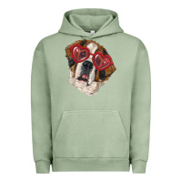 Pigment Oil Green Saint bernard with love glasses Urban Hoodie - RanaPortraitStore