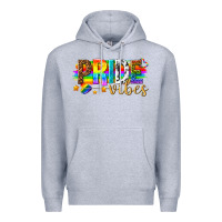Heather Grey pride vibes Premium Hoodie - texasbilliewilder