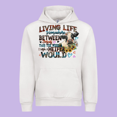 Living Life Somewhere Between Jesus Take The Wheel Urban Hoodie Designed By Zillion Design Studio