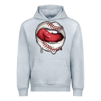 Heather Grey sports lips baseball Urban Hoodie - texasbilliewilder
