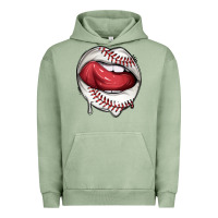 Pigment Oil Green sports lips baseball Urban Hoodie - texasbilliewilder