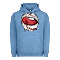 Pigment Pebble Blue sports lips baseball Urban Hoodie - texasbilliewilder