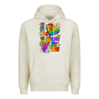 Oatmeal Heather pride love Premium Hoodie - texasbilliewilder