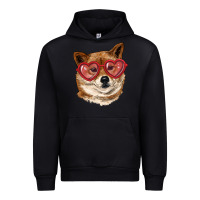 Black shiba inu with love glasses Urban Hoodie - RanaPortraitStore