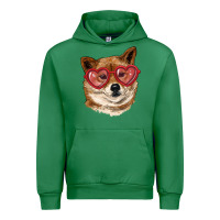 Emerald shiba inu with love glasses Urban Hoodie - RanaPortraitStore