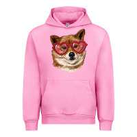 Fuchsia Pink shiba inu with love glasses Urban Hoodie - RanaPortraitStore