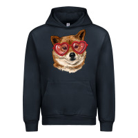 Navy shiba inu with love glasses Urban Hoodie - RanaPortraitStore