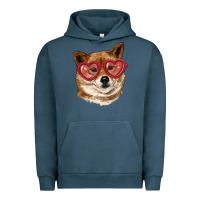 Pigment Midnight Navy shiba inu with love glasses Urban Hoodie - RanaPortraitStore