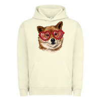 Pigment Pistachio shiba inu with love glasses Urban Hoodie - RanaPortraitStore