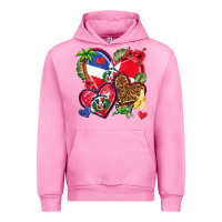 Fuchsia Pink dominican republic  hearts Urban Hoodie - texasbilliewilder