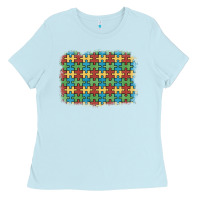 Baby Blue autism awareness background Ladies Tee - Artiststas