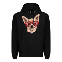Black Chihuahua dog with love glasses Premium Hoodie - RanaPortraitStore