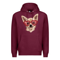 Burgundy Chihuahua dog with love glasses Premium Hoodie - RanaPortraitStore