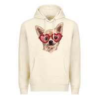 Sandshell Chihuahua dog with love glasses Premium Hoodie - RanaPortraitStore