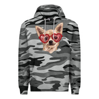 Slate Camo Chihuahua dog with love glasses Premium Hoodie - RanaPortraitStore