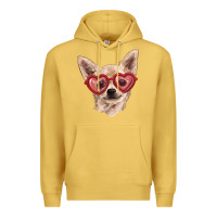 Antique Gold Chihuahua dog with love glasses Premium Hoodie - RanaPortraitStore