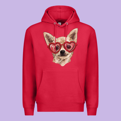 Chihuahua Dog With Love Glasses Premium Hoodie Designed By Ranaportraitstore