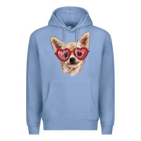 Colony Blue Chihuahua dog with love glasses Premium Hoodie - RanaPortraitStore