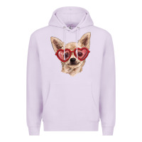 Lilac Chihuahua dog with love glasses Premium Hoodie - RanaPortraitStore