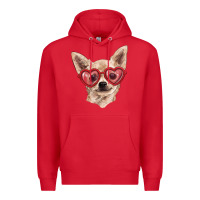 Red Chihuahua dog with love glasses Premium Hoodie - RanaPortraitStore