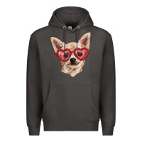 Smoke Chihuahua dog with love glasses Premium Hoodie - RanaPortraitStore
