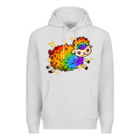 Dove Grey rainbow sheep with star Premium Hoodie - texasbilliewilder