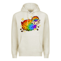 Oatmeal Heather rainbow sheep with star Premium Hoodie - texasbilliewilder