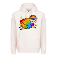Pale Pink rainbow sheep with star Premium Hoodie - texasbilliewilder