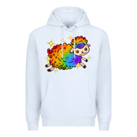 White rainbow sheep with star Premium Hoodie - texasbilliewilder