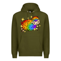 Army Green rainbow sheep with star Premium Hoodie - texasbilliewilder